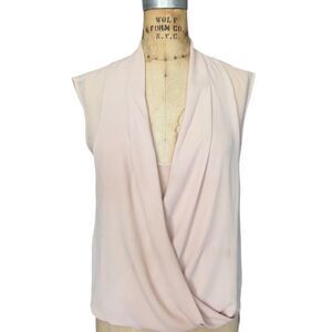 BCBGMAXAZRIA Blush Draped Sleeveless Blouse Size S